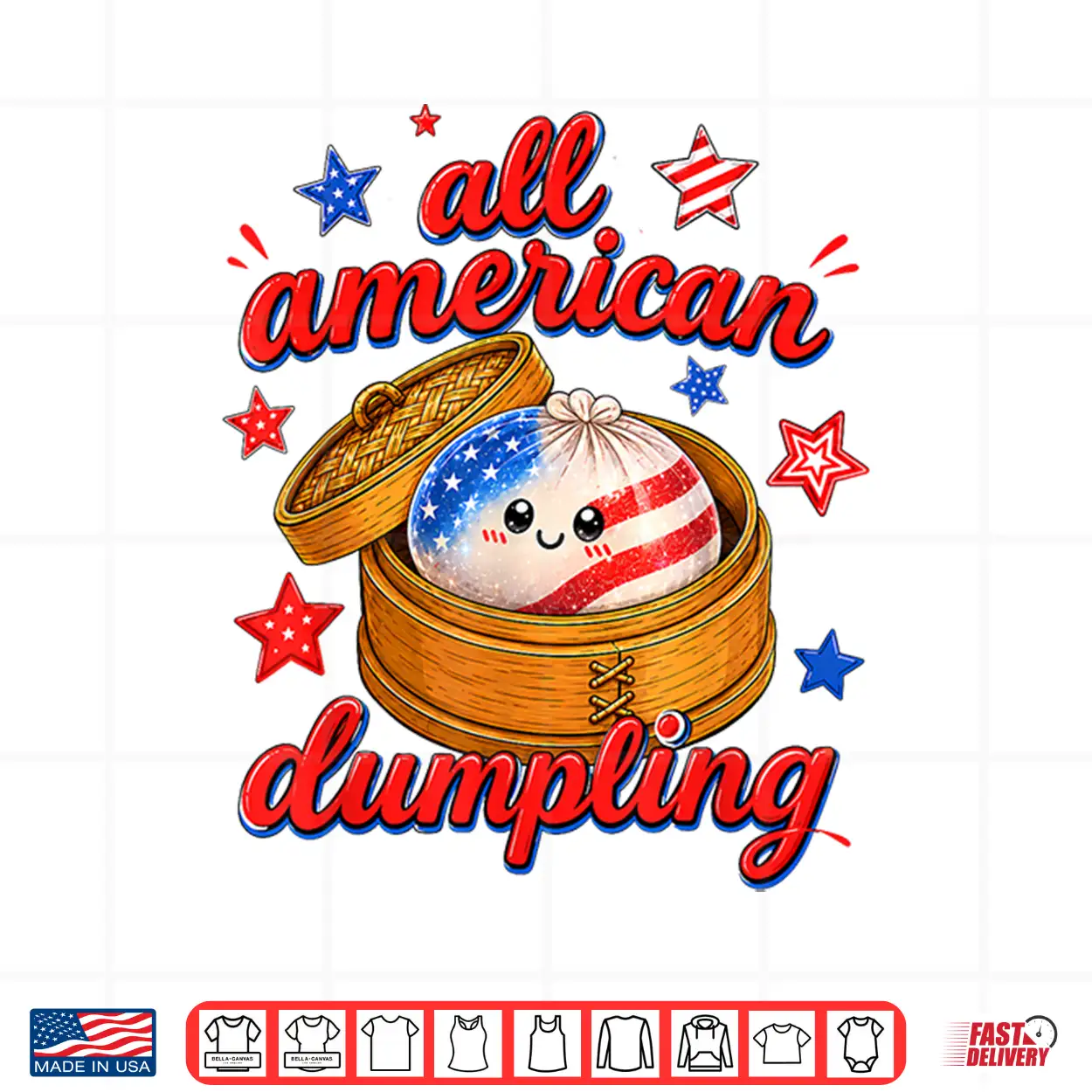 Kids Cute Striped All American Dumpling 4Th Of July Girls Shirt Kids Cute Striped All American Dumpling 4Th Of July Girls Shirt