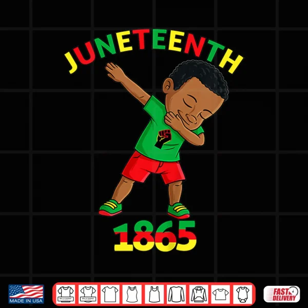 Design Kids Dabbing Black King Juneteenth Melanin Brown Skin Boys Dab Shirt