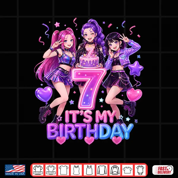 Design Kids Its My 7th K Pop Birthday Girl 7 Year Old K Pop Bday Shirt