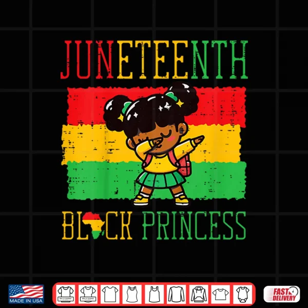 Design Kids Juneteenth Black Princess Black African June 19th Kids Girl Shirt