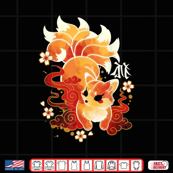 Design Kitsune Fox Animal Cute Japanese Anime Kawaii Fox Shirt