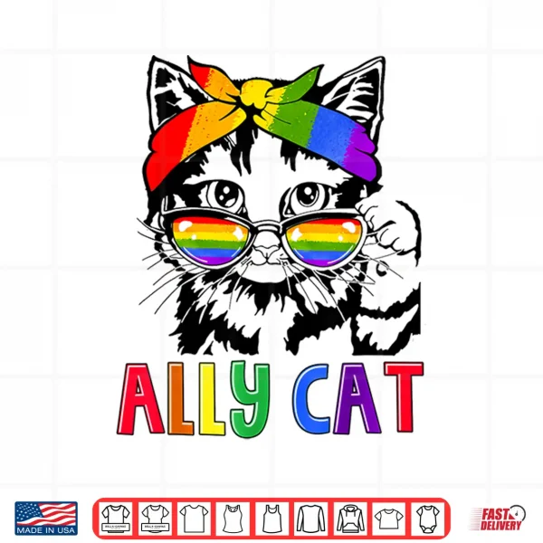 Design LGBT Ally Cat Be Kind Gay Rainbow Funny LGBTQ Gift Idea Shirt