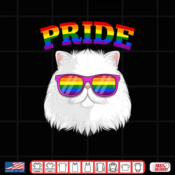Design LGBT Persian Cat Gay Pride Rainbow LGBTQ Kitty Cute Shirt