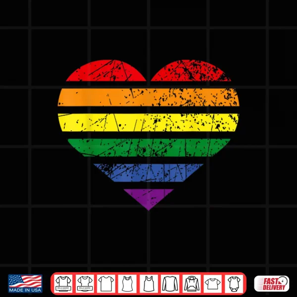 Design LGBT Rainbow Heart Love Couple Pride Month Valentines Day Shirt