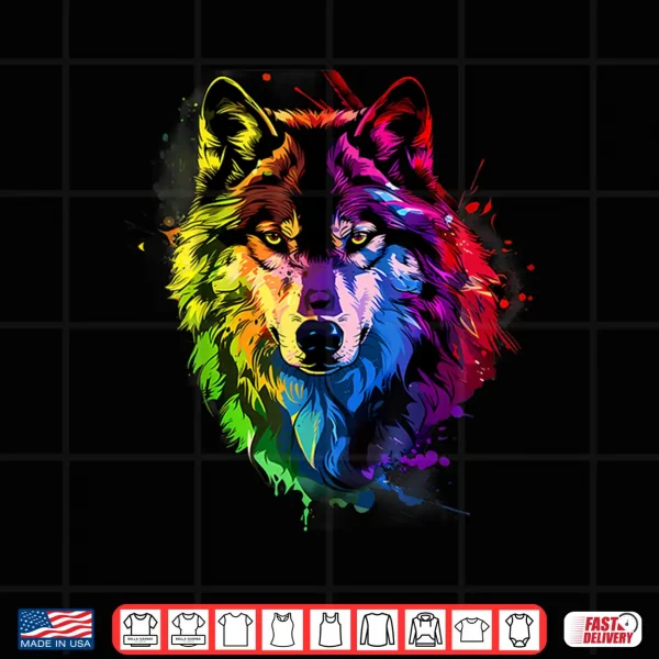Design LGBT Watercolor Wolf LGBTQ Rainbow Gay Pride Lesbian Shirt