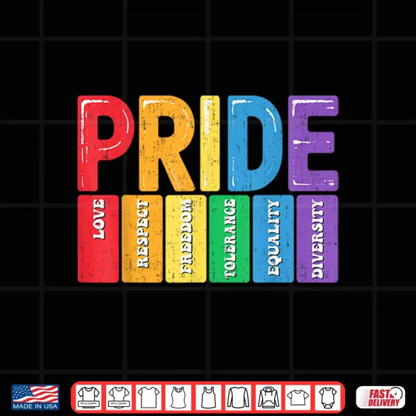 Design LGBTQ Pride Month Love Respect Freedom Equality Diversity Shirt