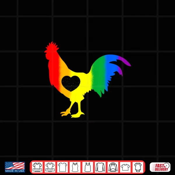 Design LGBTQ Rainbow Cock Gay Pride Month Ally Support Men Women Shirt