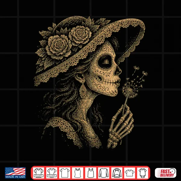 Design La Catrina Blowing Wishes Dandelion Tee Shirt