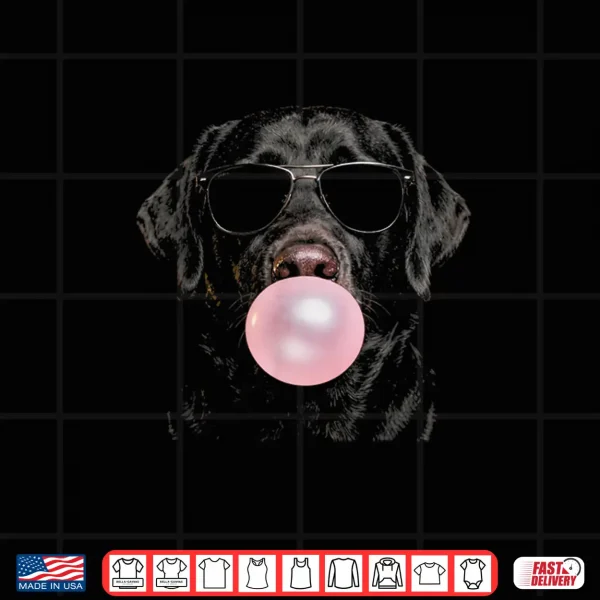 Design Labrador Retriever Blowing A Bubble Sunglasses Cool Lab Dog Shirt
