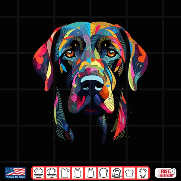 Design Labrador Retriever Colorful Dog Face Lab Lover Black Shirt
