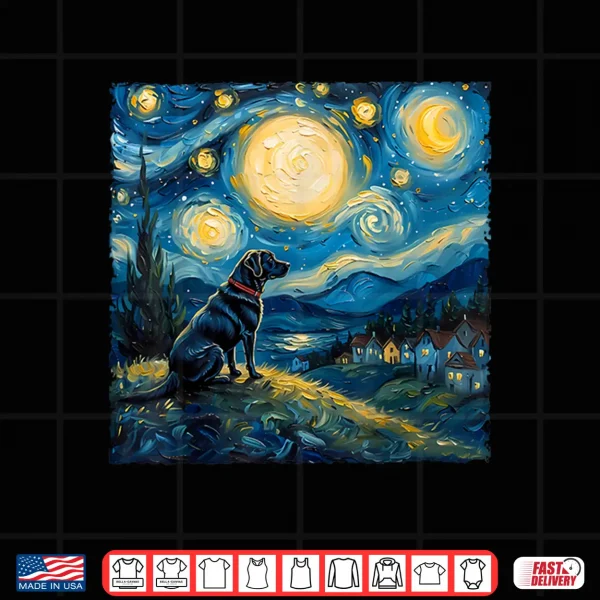 Design Labrador Retriever Dog Lovers Starry Night Van Gogh Style Shirt