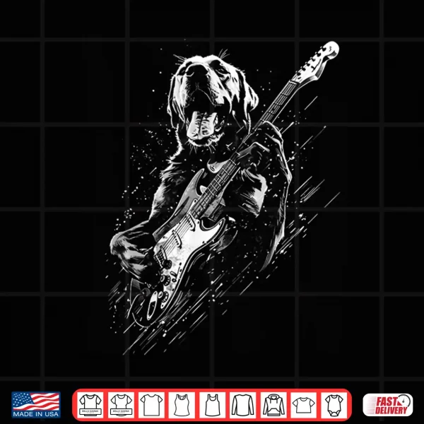 Design Labrador Retriever Dog Playing Electric Guitar Rock Dog Dad Shirt