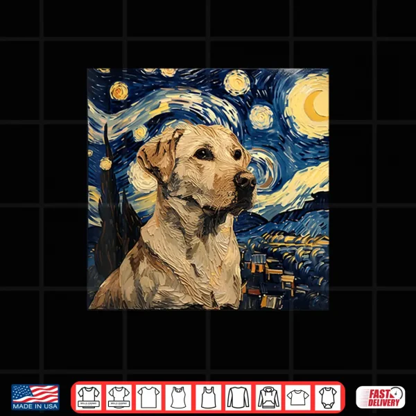 Design Labrador Retriever Dog Van Gogh Style Starry Night Shirt
