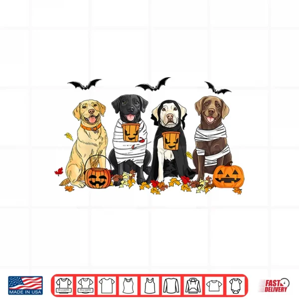 Design Labrador Retriever Dogs Ghost Witch Mummy Halloween Pumpkins Shirt