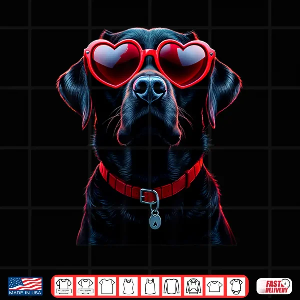 Design Labrador Retriever Heart Glasses Dog Valentines Day Shirt