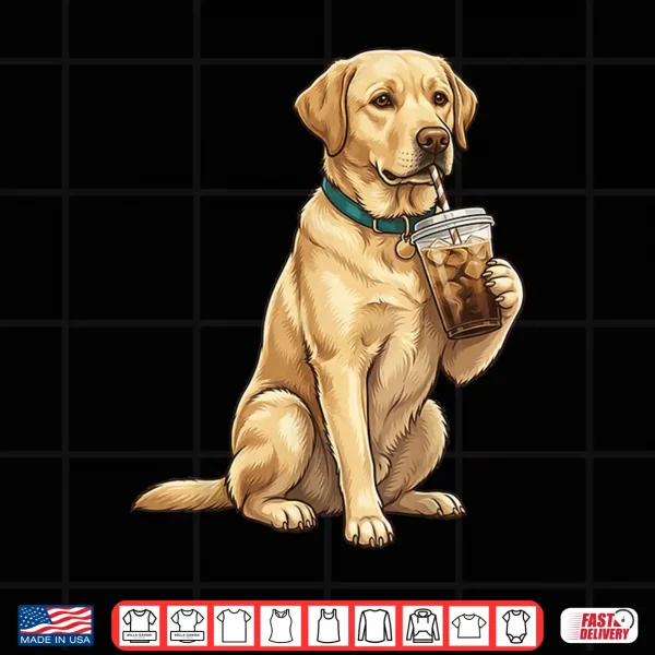 Design Labrador Retriever Iced Coffee Lover Funny Dog Shirt