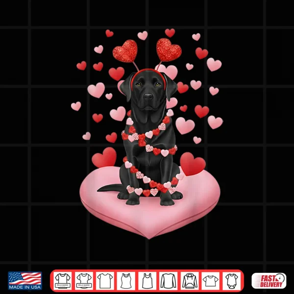 Design Labrador Retriever Valentines Day Dog Black Lab Hearts Shirt
