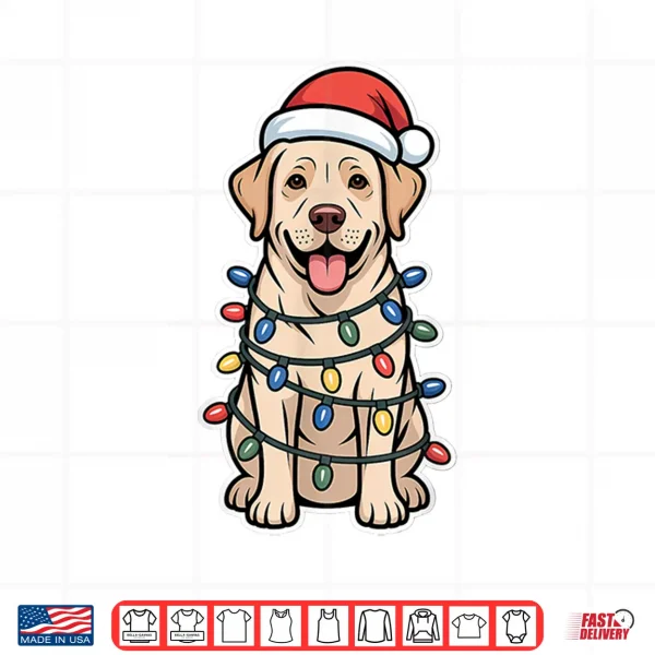 Design Labrador Retriever Wrapped in Christmas Lights Shirt