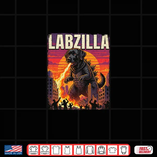 Design Labzilla Giant Black Labrador Retriever Dog Monster Parody Shirt