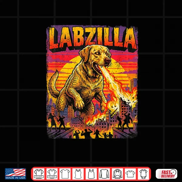 Design Labzilla Giant Yellow Labrador Retriever Dog Monster Parody Shirt