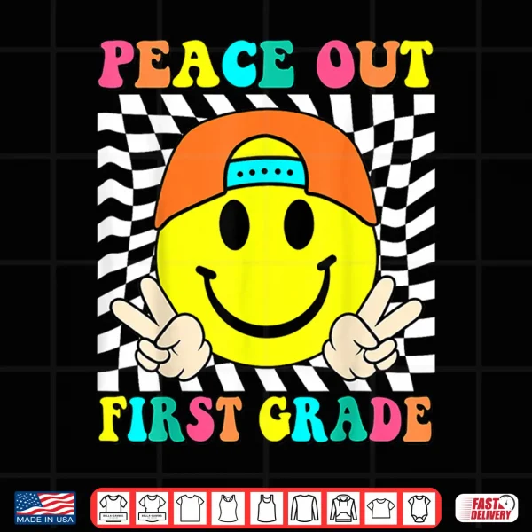 Design Last Day of School Peace Out 1st Grade Kids Boy Graduation Shirt