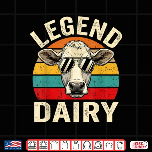 Design Legend Dairy Retro Sunset Sunglasses Cow Pun Shirt