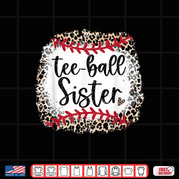 Design Leopard Tee Ball Sister T ball Mom Mothers Day Toddler Kids Shirt