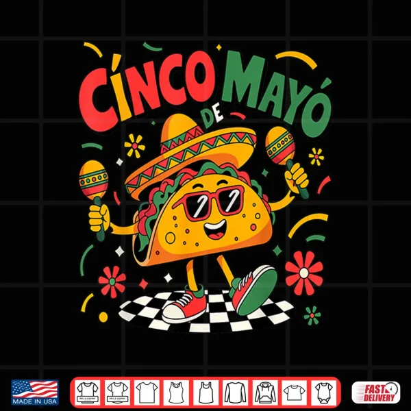 Design Lets Fiesta Tacos Mexican Men Women Kids Cinco De Mayo Shirt