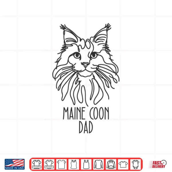 Design Line Art Best Cat Dad Men Maine Coon Cat Shirt