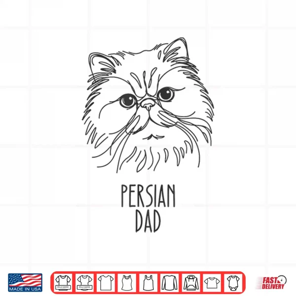 Design Line Art Best Cat Dad Men Persian Cat Shirt
