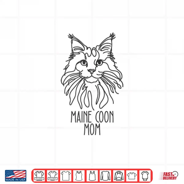 Design Line Art Best Cat Mom Women Maine Coon Cat Shirt