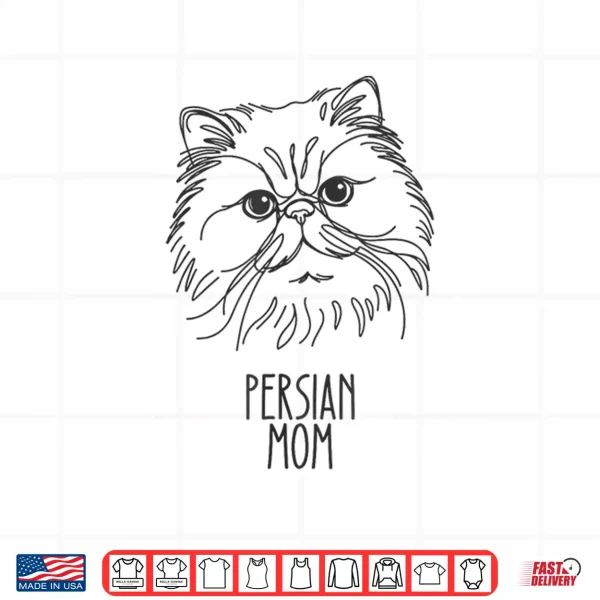 Design Line Art Best Cat Mom Women Persian Cat Shirt