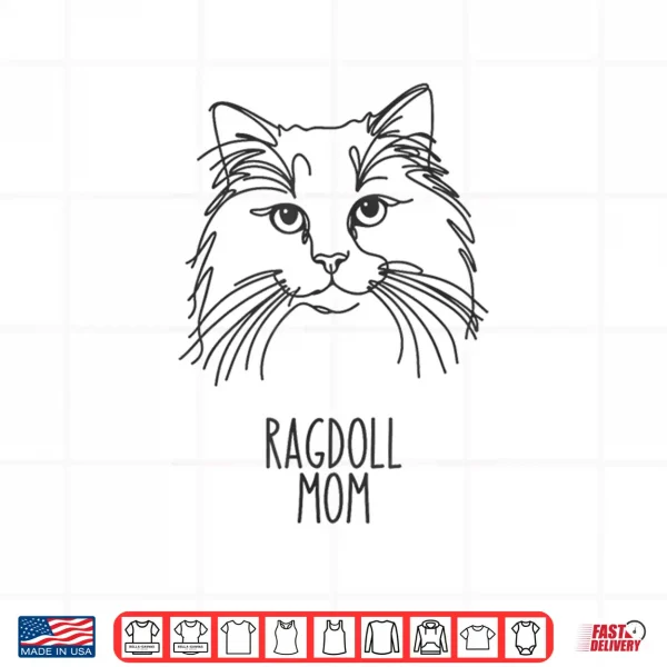 Design Line Art Best Cat Mom Women Ragdoll Cat Shirt