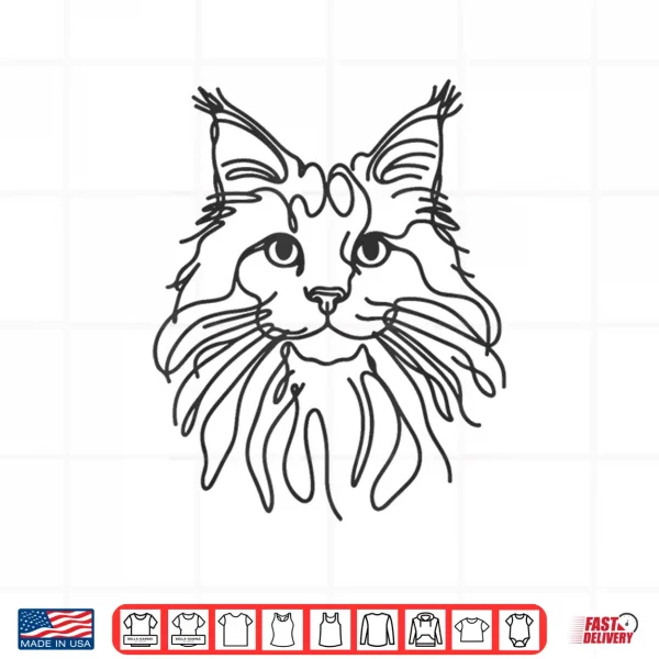 Design Line Art Dad Mom Cat Maine Coon Cat Shirt