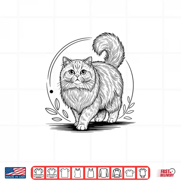 Design Line Art Persian Cat Minimalist Shirt