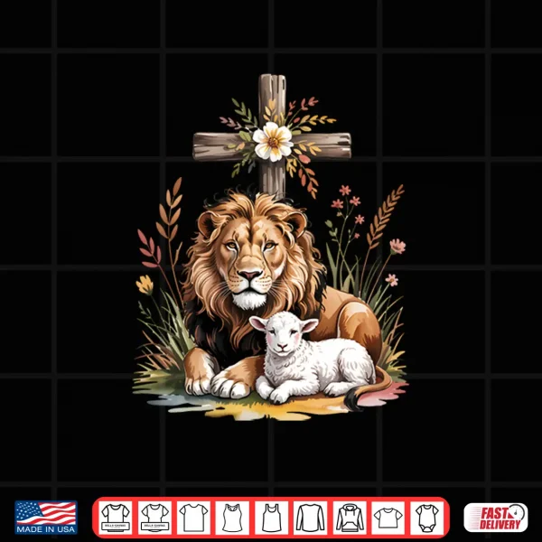 Design Lion of Judah Lamb of God Christian Cross Faith Symbol Comfort Colors Crop Top