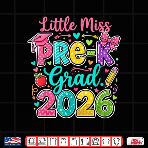 Design Little Graduate Pre K Grad 2026 Preschool Graduation Bow Shirt