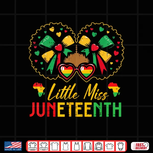 Design Little Miss Juneteenth Black African June 19th Kids Girls Shirt