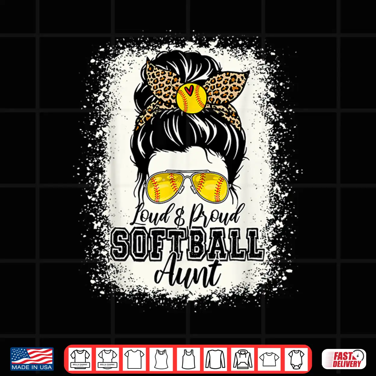 Loud & Proud Softball Aunt Messy Bun Auntie Mothers Day Shirt Loud & Proud Softball Aunt Messy Bun Auntie Mothers Day Shirt