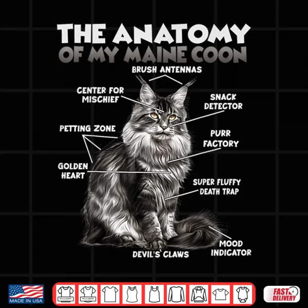 Design Maine Coon Anatomy Cat Humor Saying Gentle Giant Shirt