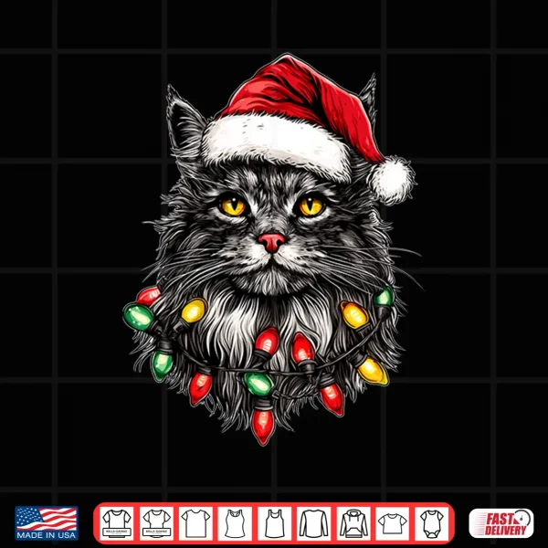 Design Maine Coon Cat Christmas Hat Xmas Shirt