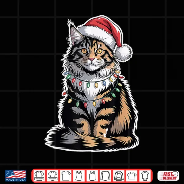 Design Maine Coon Cat Christmas Xmas Kitten Kitty Lover Men Women Shirt