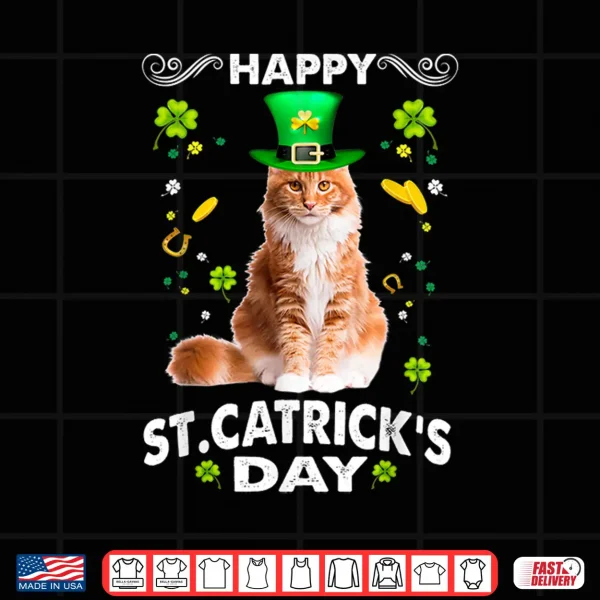 Design Maine Coon Cat Happy St Catricks Day St Patricks Day Cats Shirt