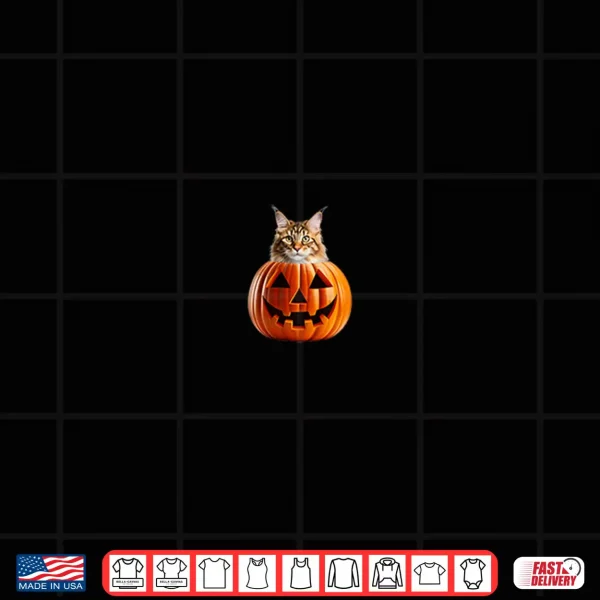 Design Maine Coon Cat In Your Pocket Halloween Pumpkin Shirt