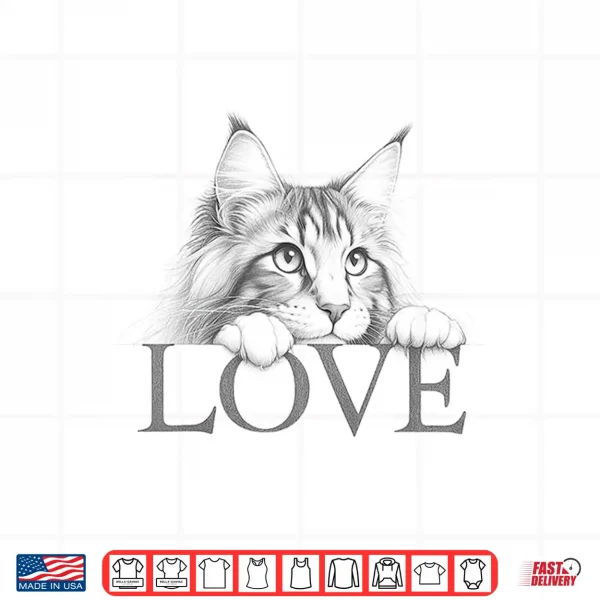 Design Maine Coon Cat Love Design Professional Minimalist Modern Graphic Shirt
