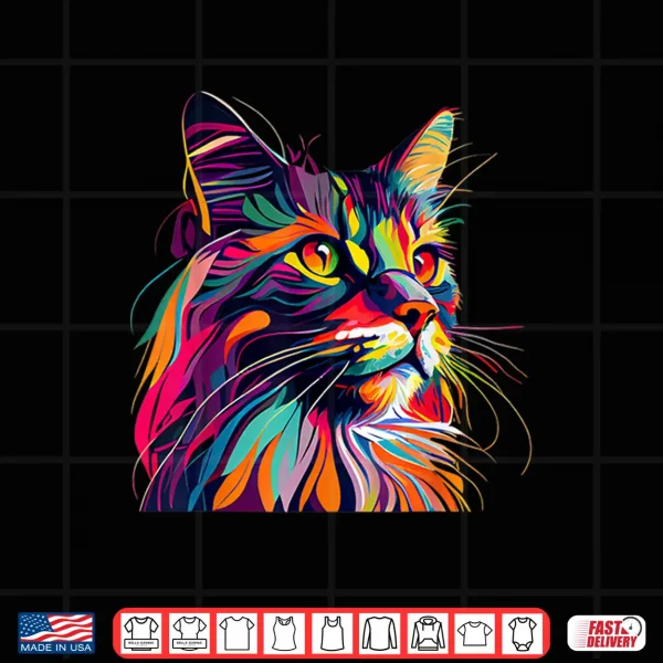 Design Maine Coon Cat Lovers Colorful Pop Art Maine Coon Shirt