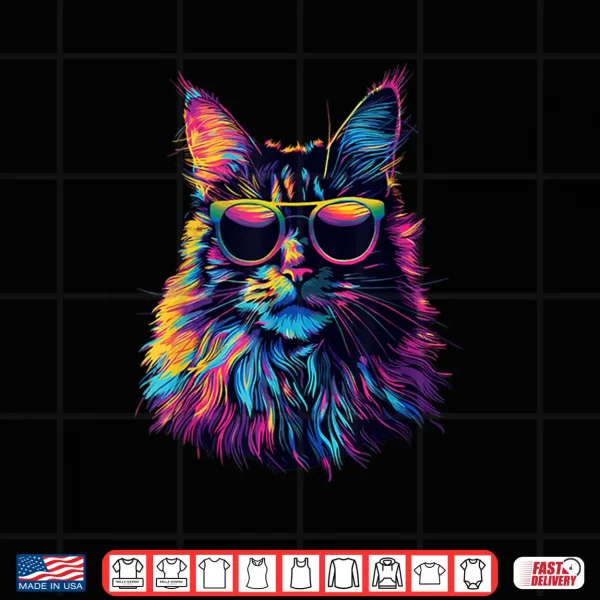 Design Maine Coon Cat Lovers Design Pop Art Funny Maine Coon Cat Shirt