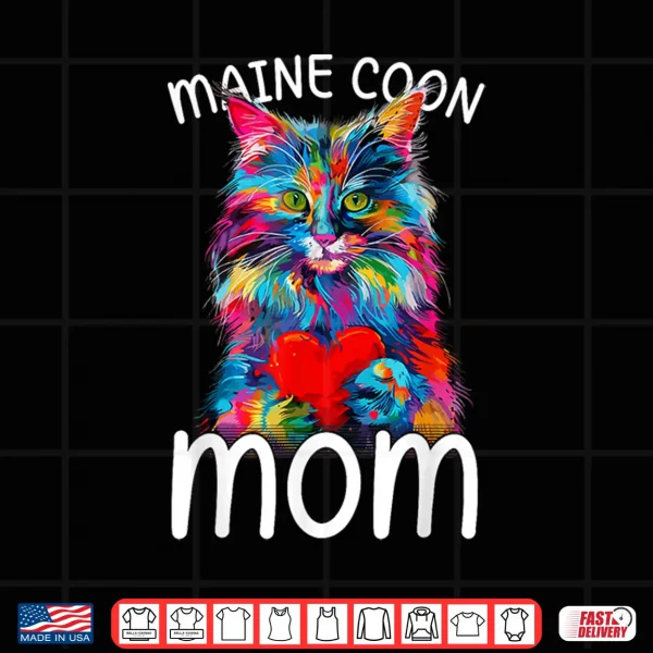 Design Maine Coon Cat Lovers Heart Design Womens Maine Coon Cat Mom Shirt