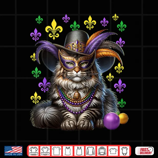 Design Maine Coon Cat Mardi Gras Maine Coon Mardi Gras Shirt