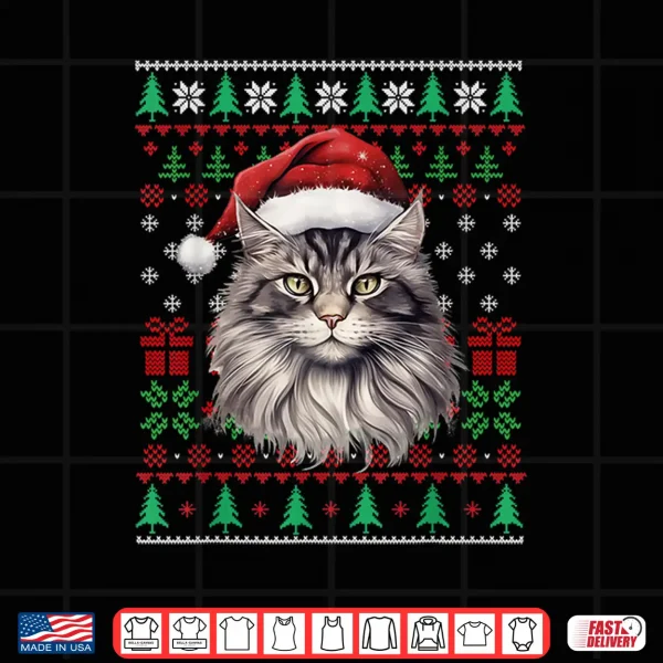 Design Maine Coon Cat Meowy Ugly Sweater Cat Christmas Shirt